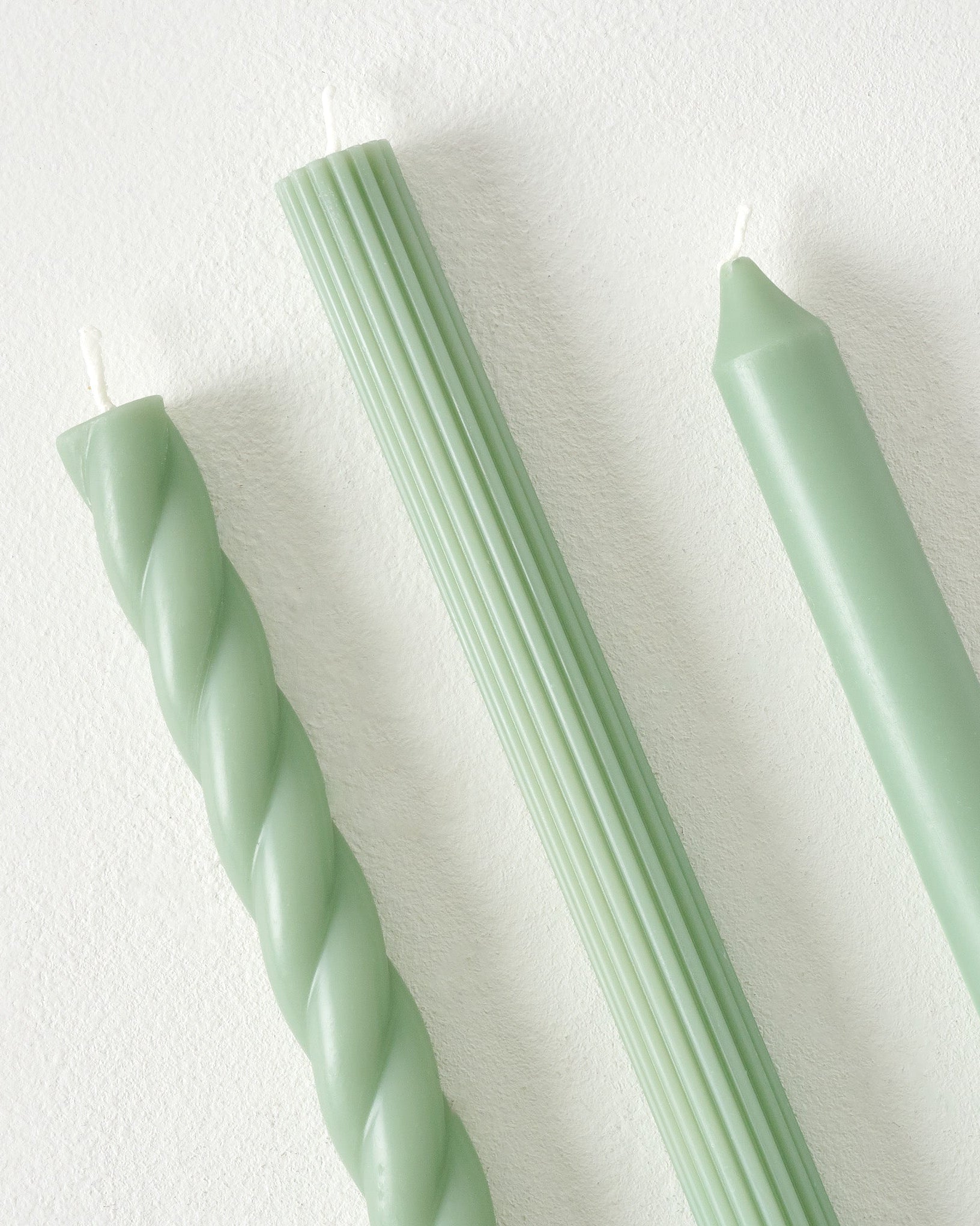Assorted Sage Green Taper Candle Set