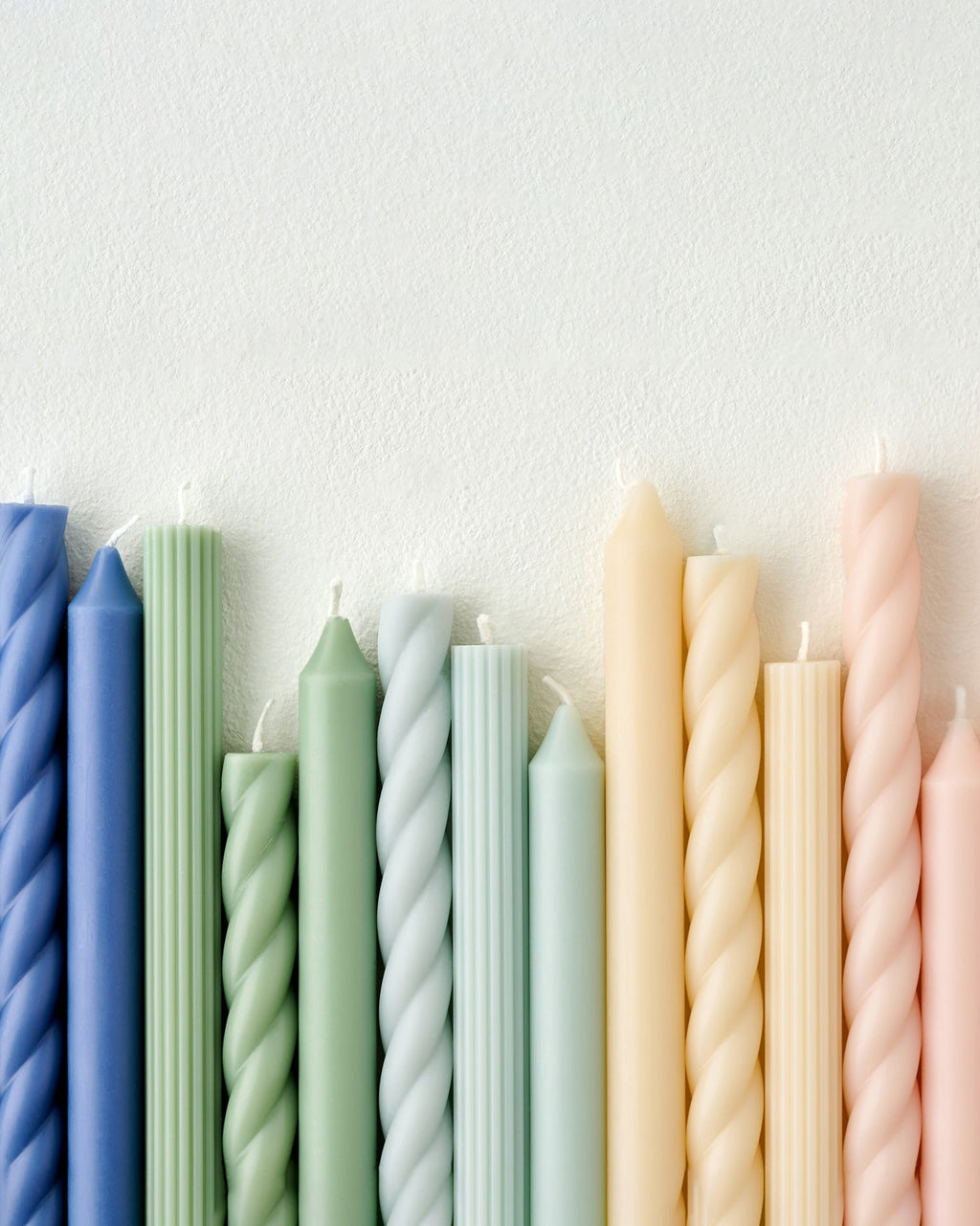 Assorted Light Blue Taper Candle Set