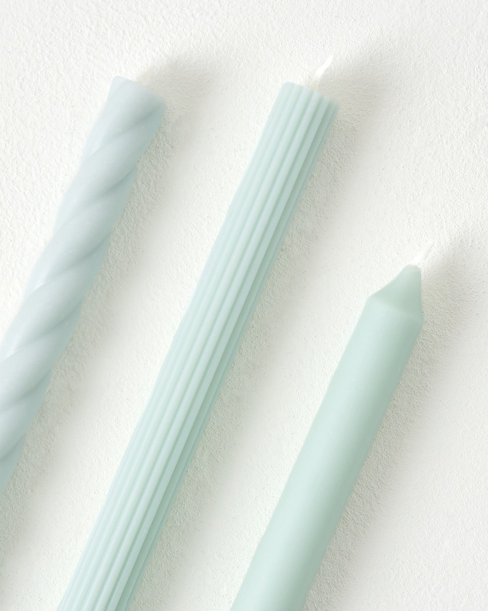 Assorted Light Blue Taper Candle Set