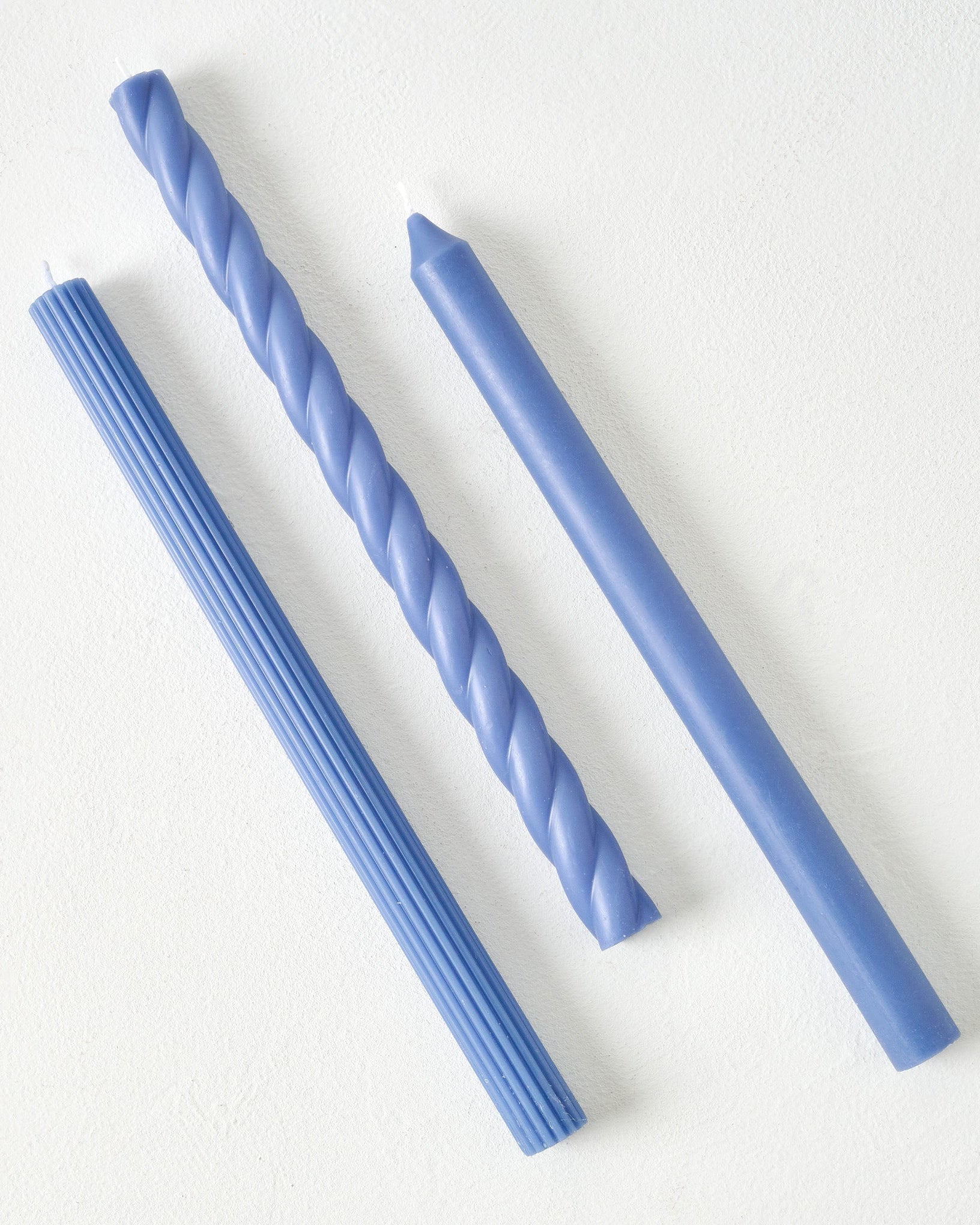 Assorted Blue Taper Candle Set
