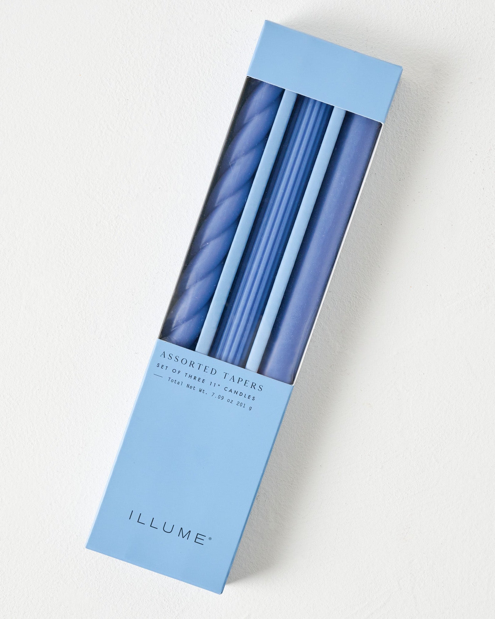 Assorted Blue Taper Candle Set