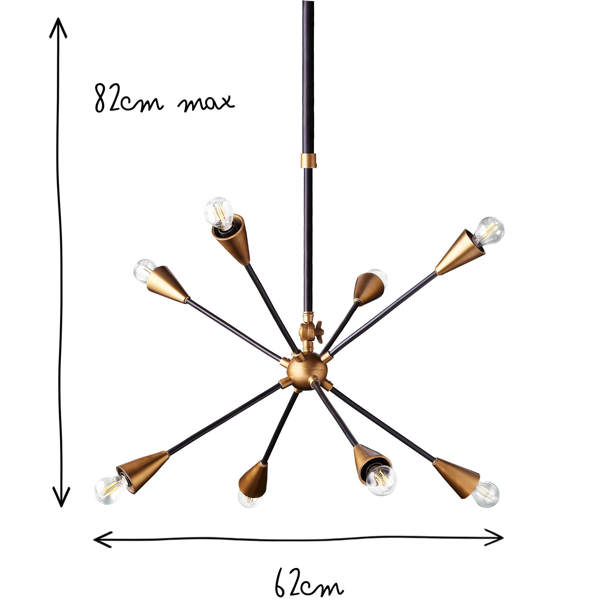 Ariel smaller chandelier in black and brass