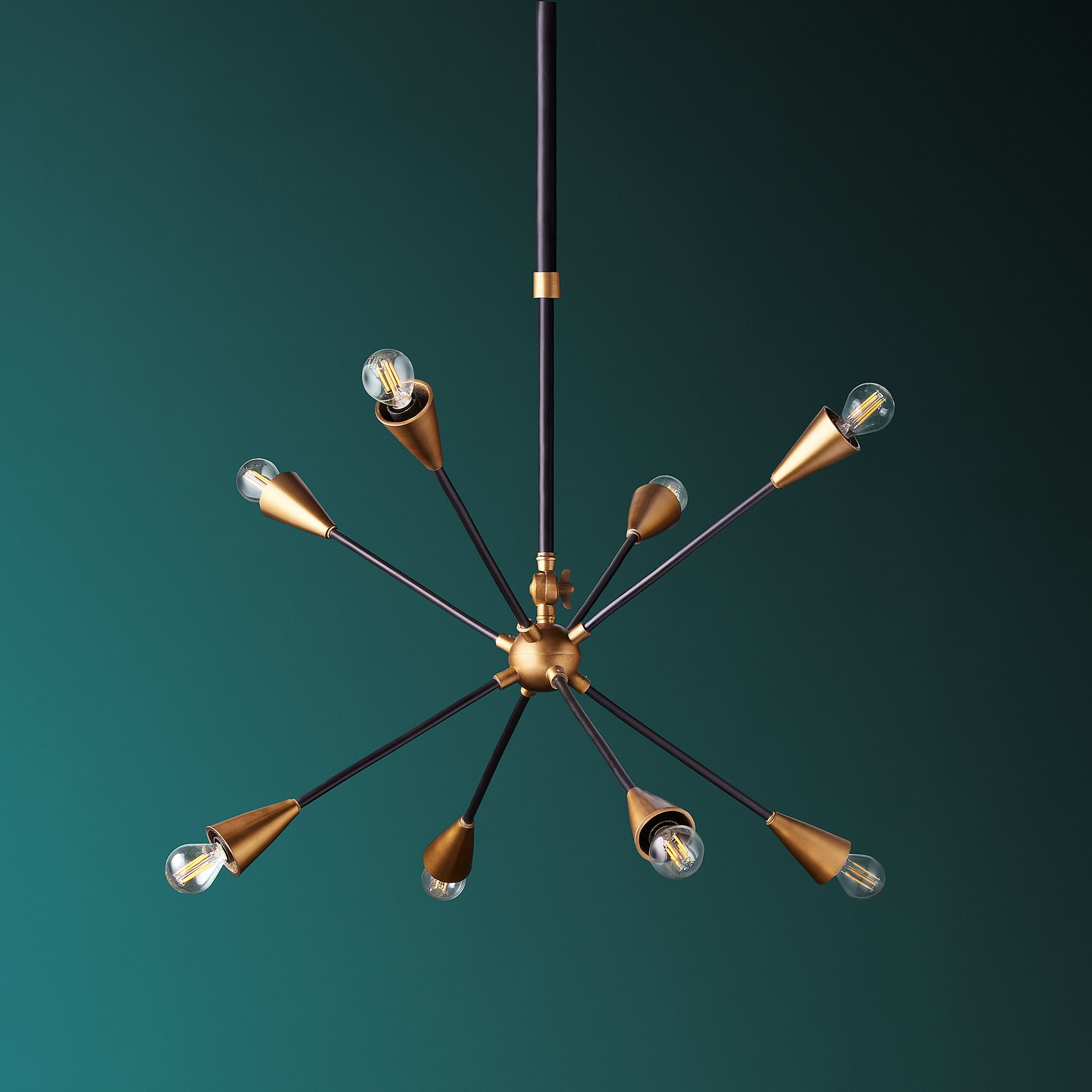 Ariel smaller chandelier in black and brass