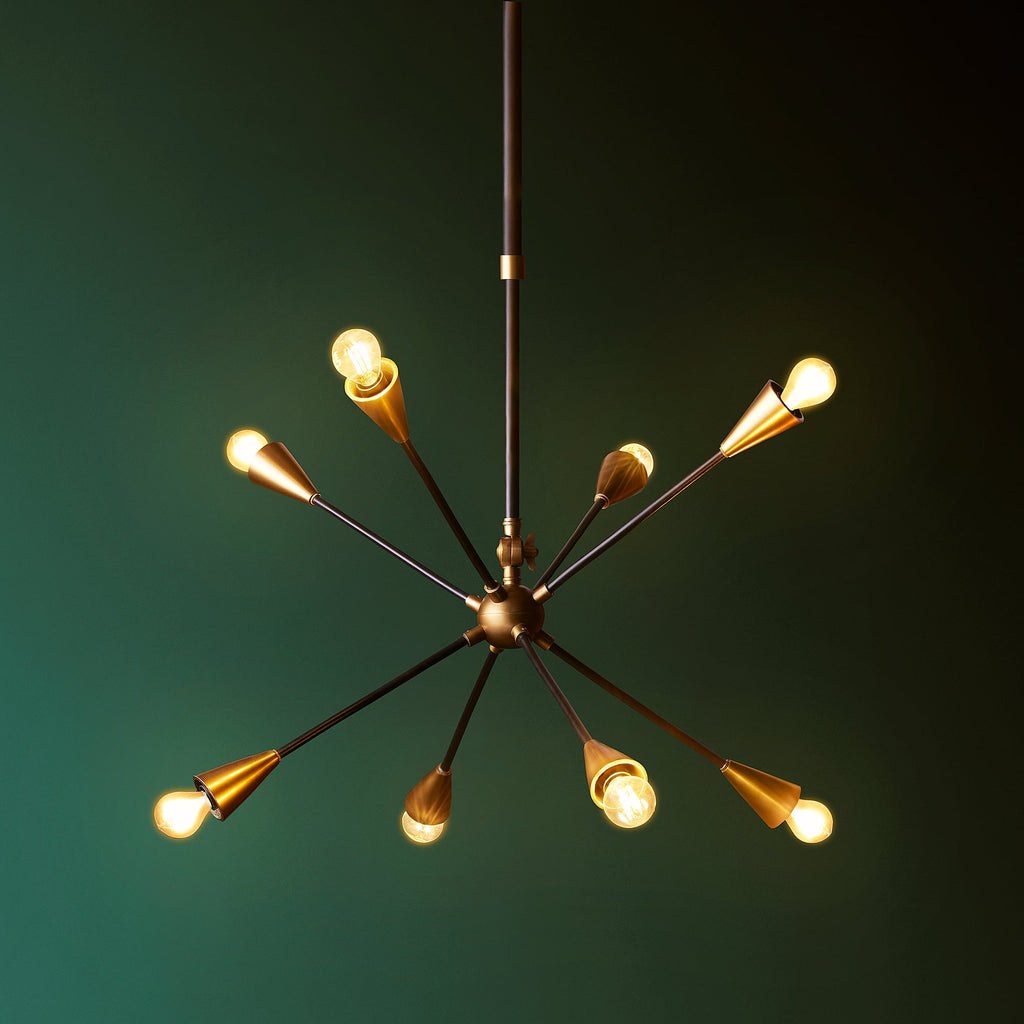 Ariel smaller chandelier in black and brass