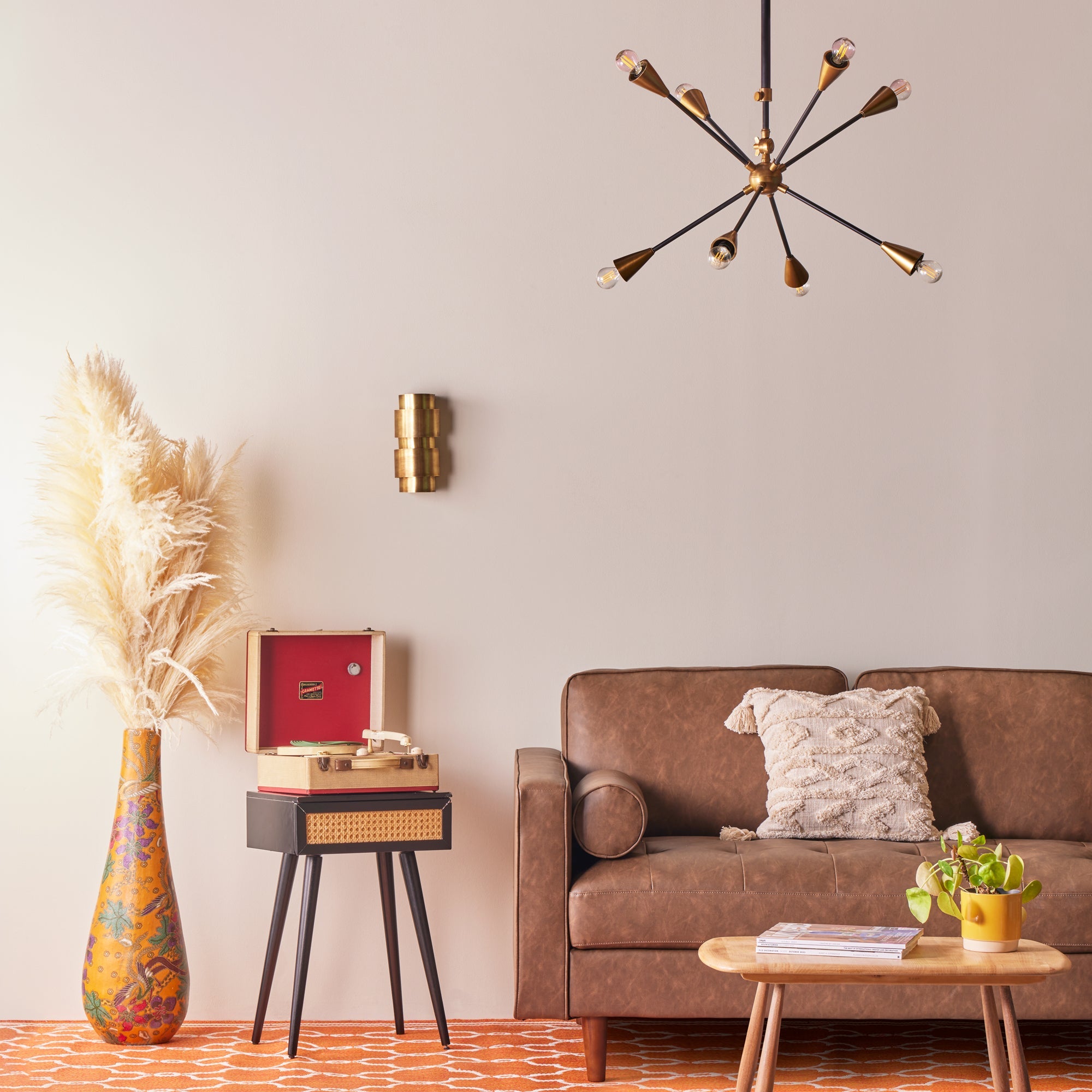 Ariel smaller chandelier in black and brass