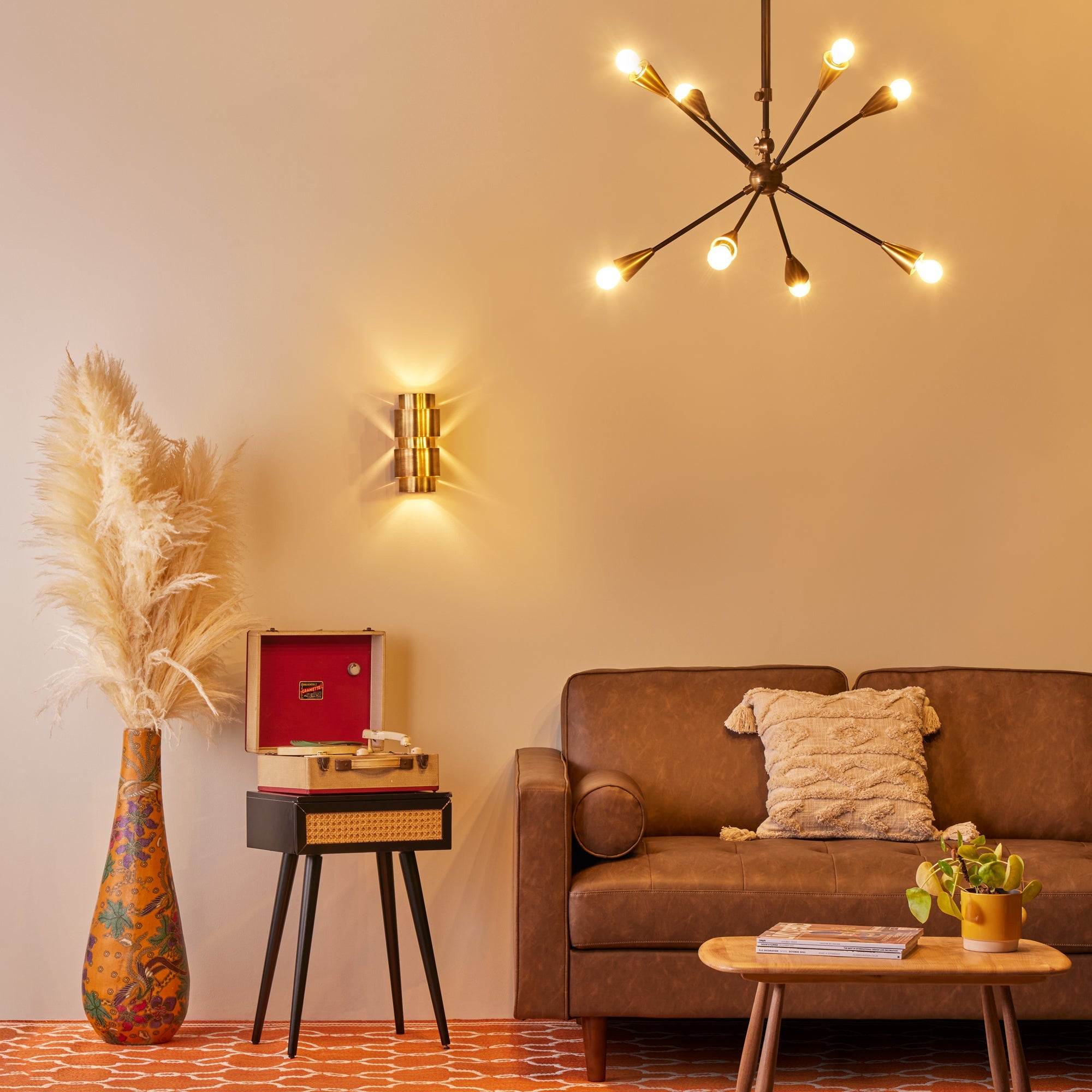 Ariel smaller chandelier in black and brass