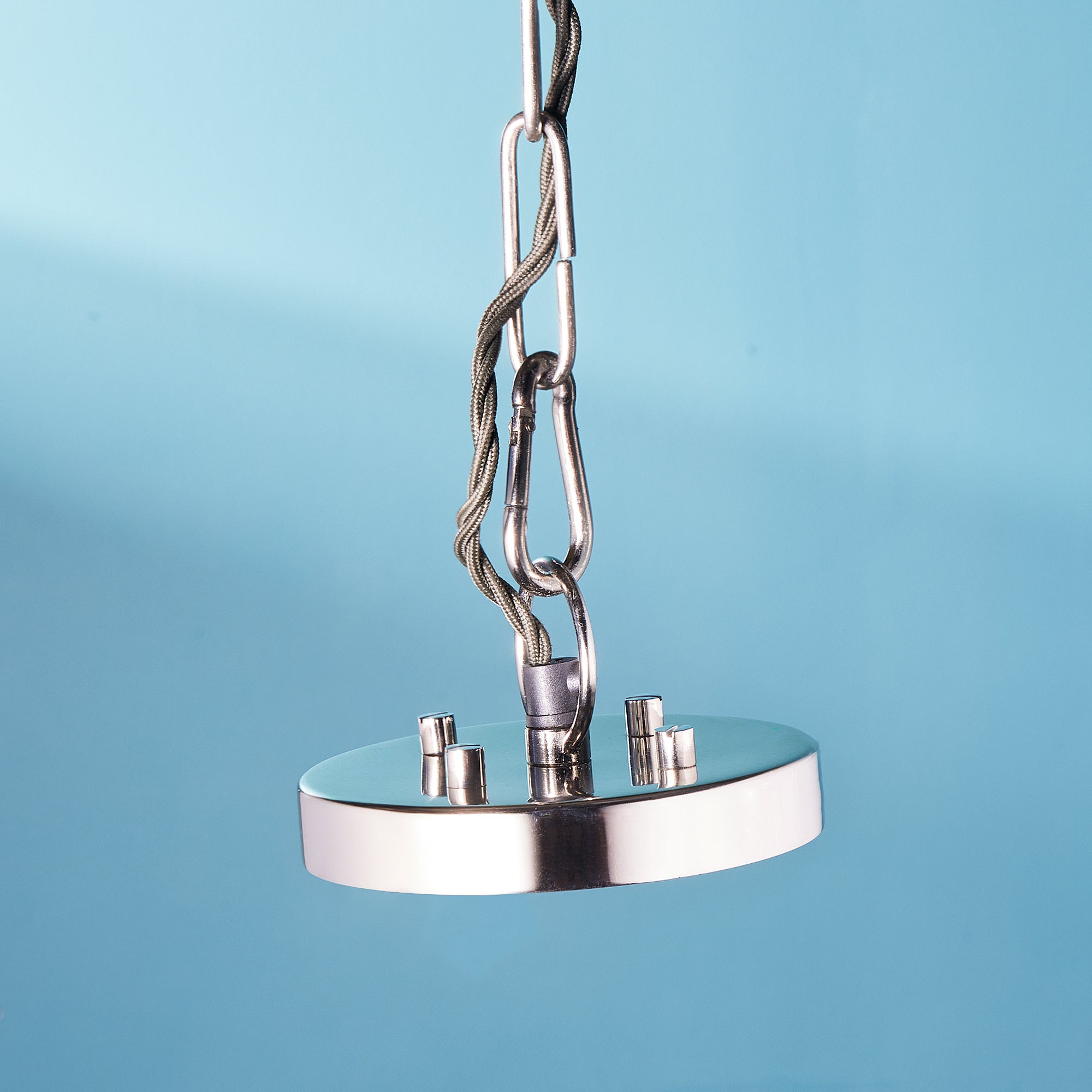 Artemis Chandelier in nickel with glass rods and frosted glass baffle