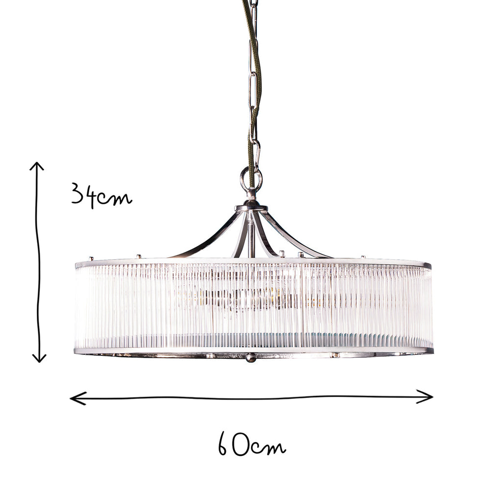 Athena Chandelier in nickel and glass