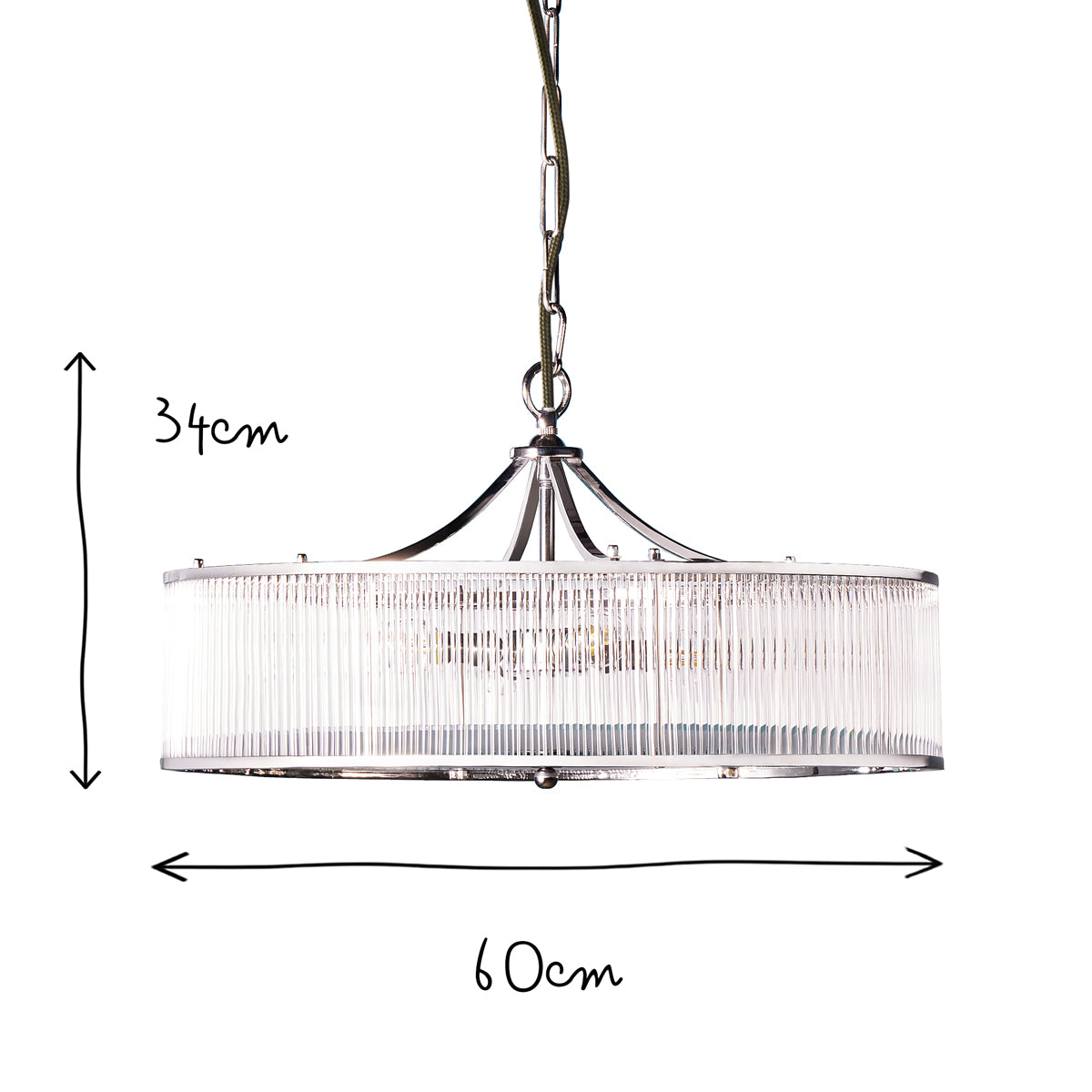 Athena Chandelier in nickel and glass