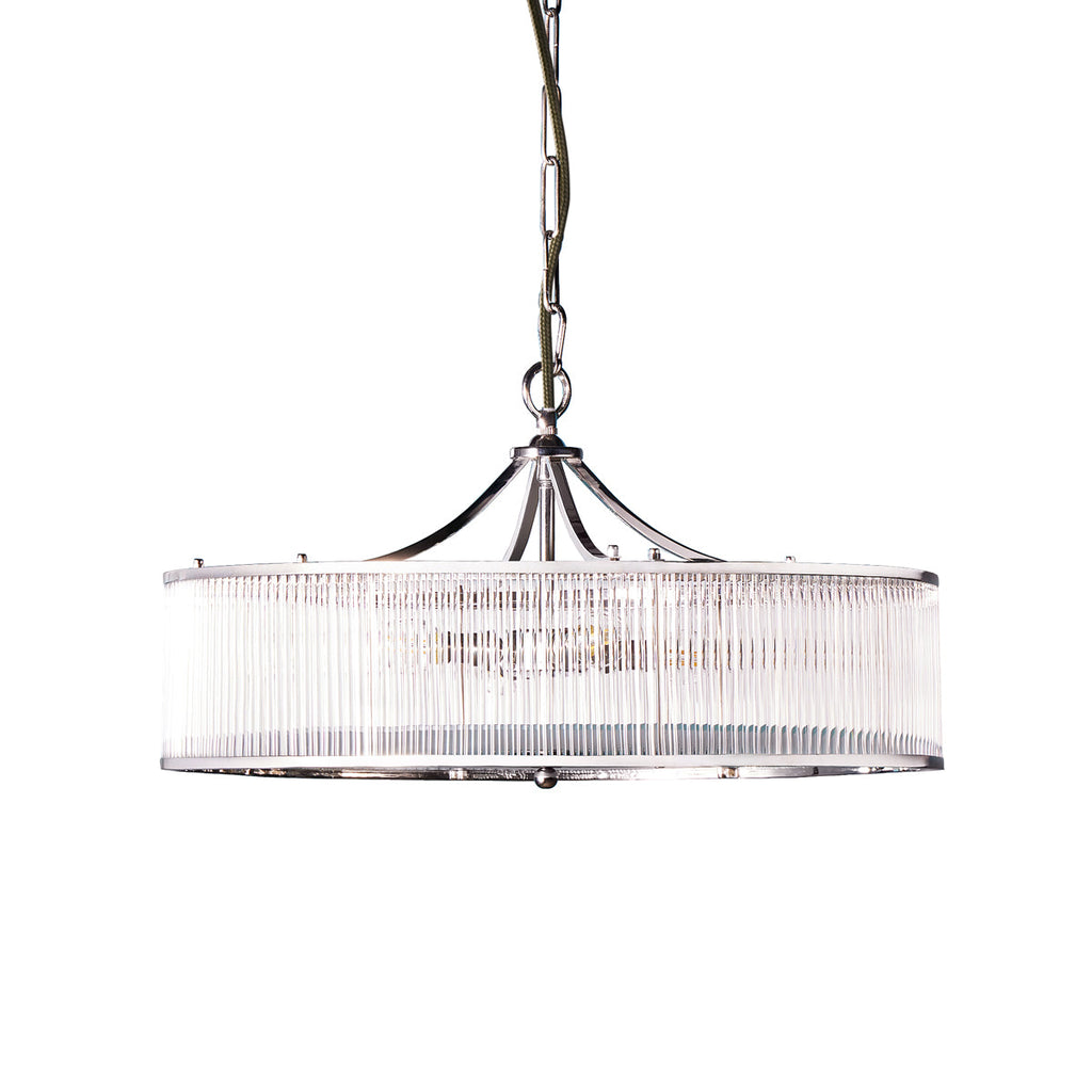 Athena Chandelier in nickel and glass