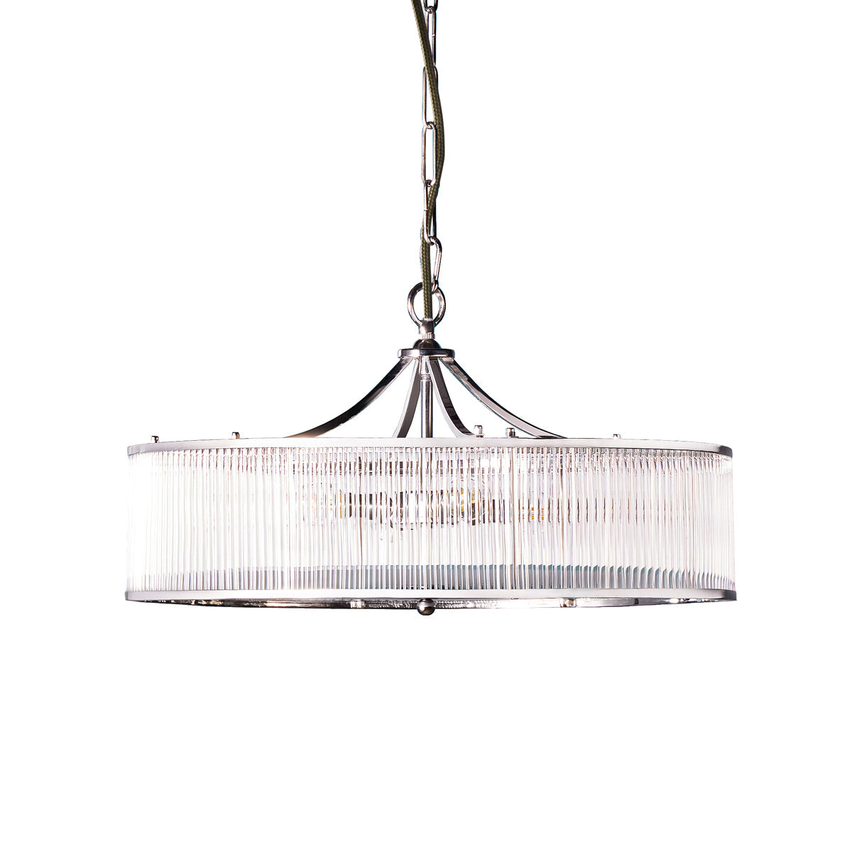 Athena Chandelier in nickel and glass
