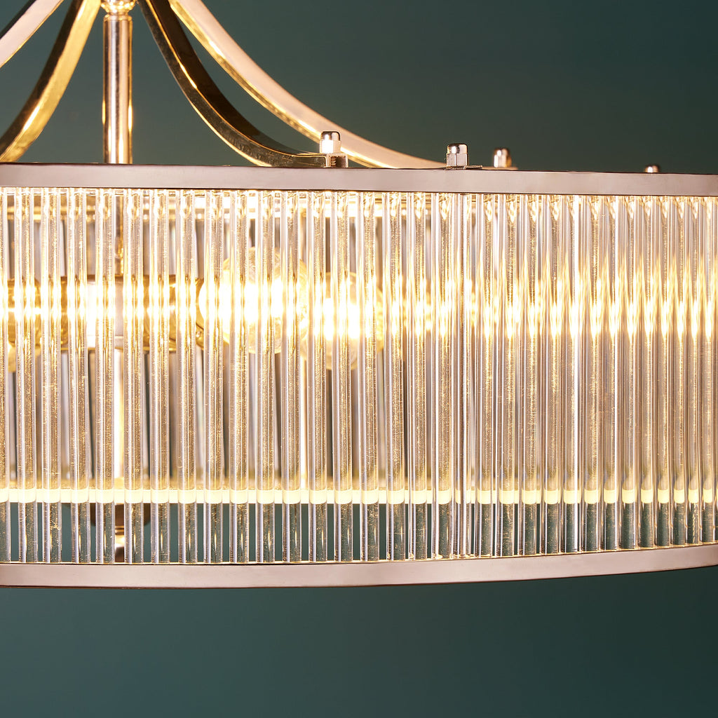 Athena Chandelier in nickel and glass