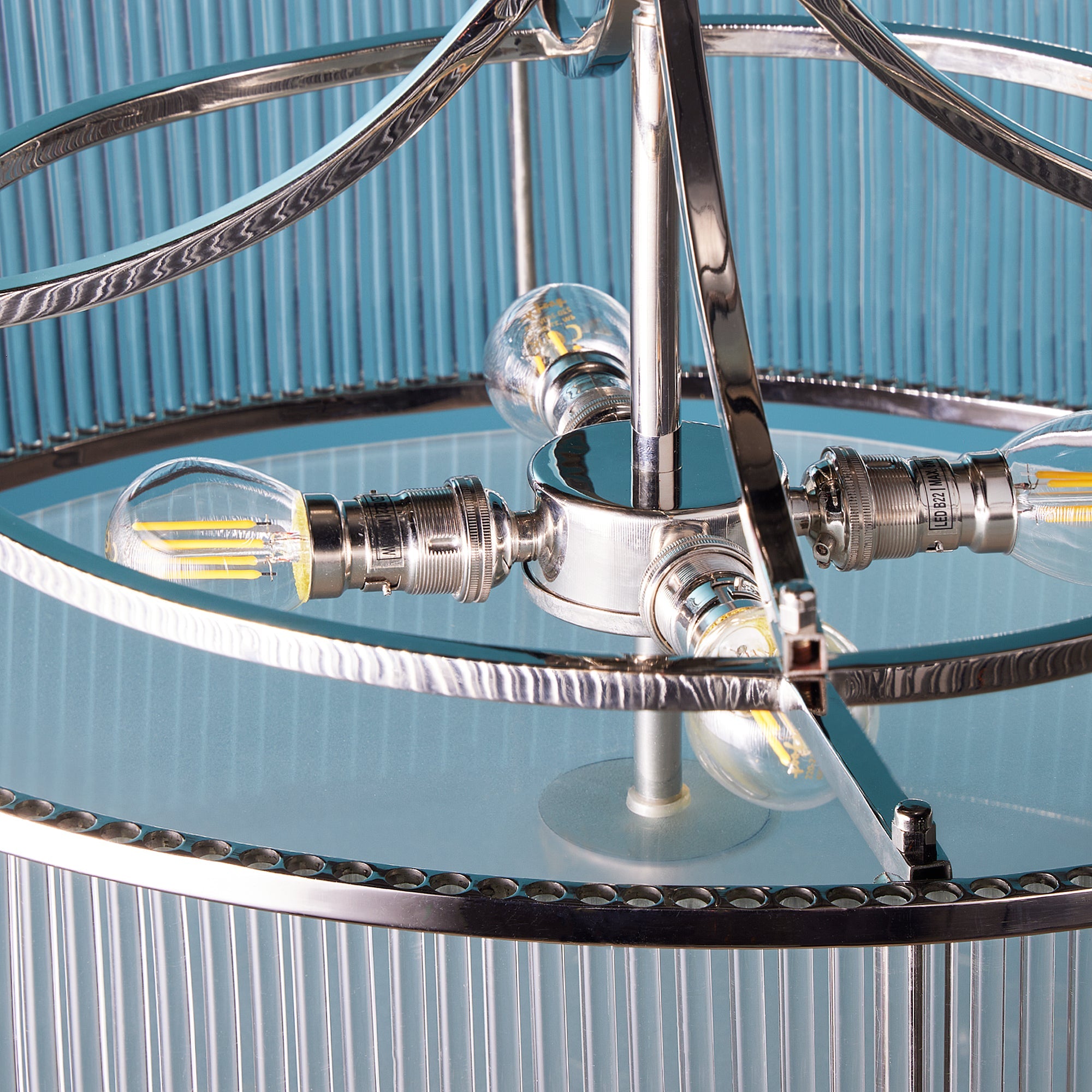 Athena Chandelier in nickel and glass