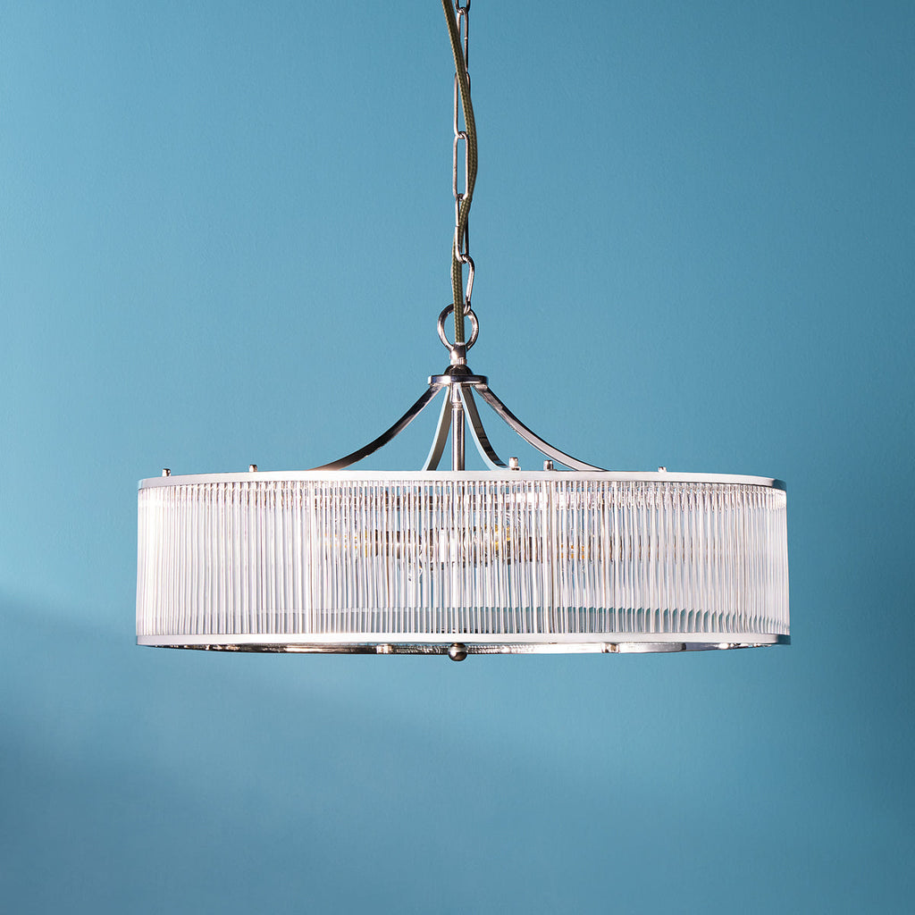 Athena Chandelier in nickel and glass