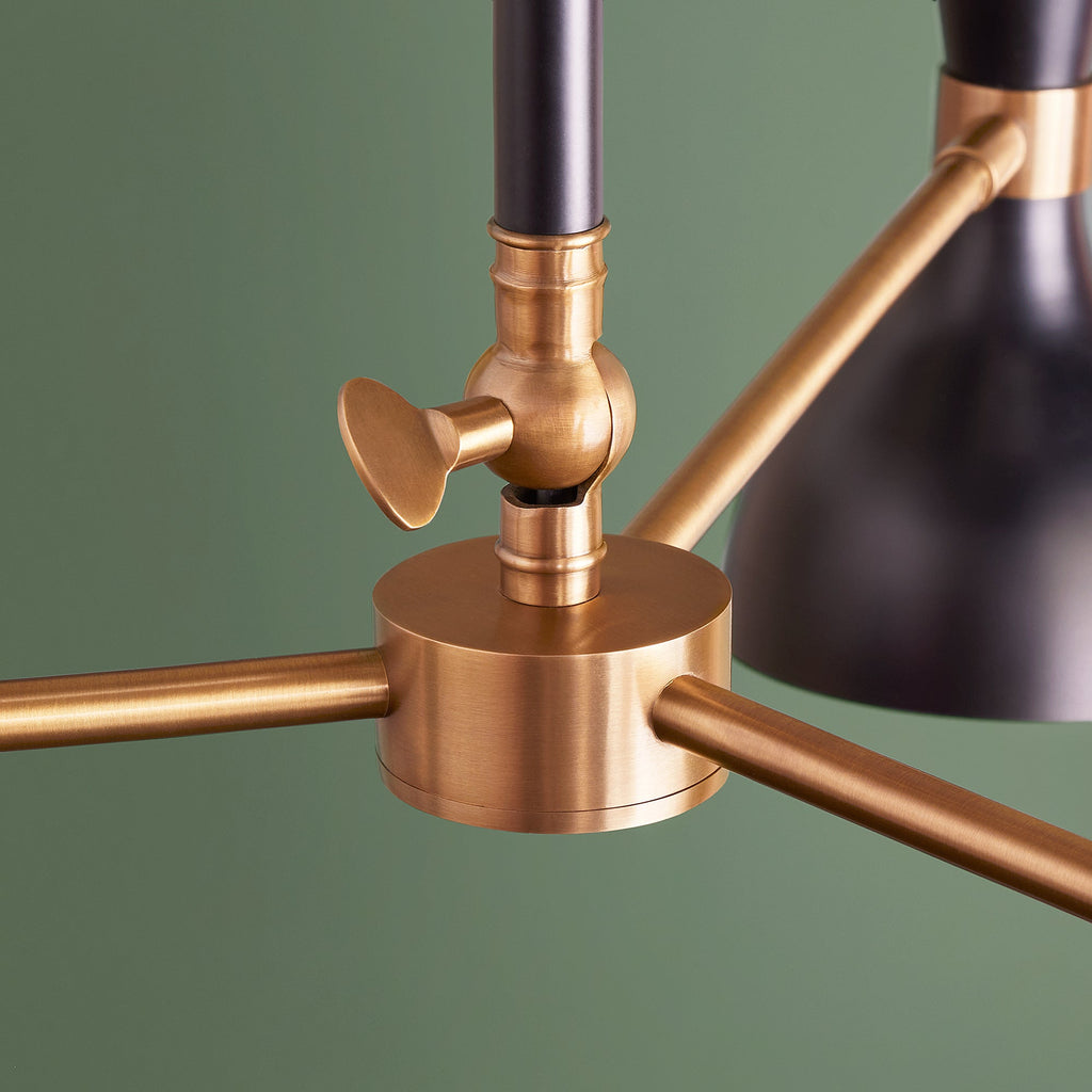 Ascot three armed chandelier in black