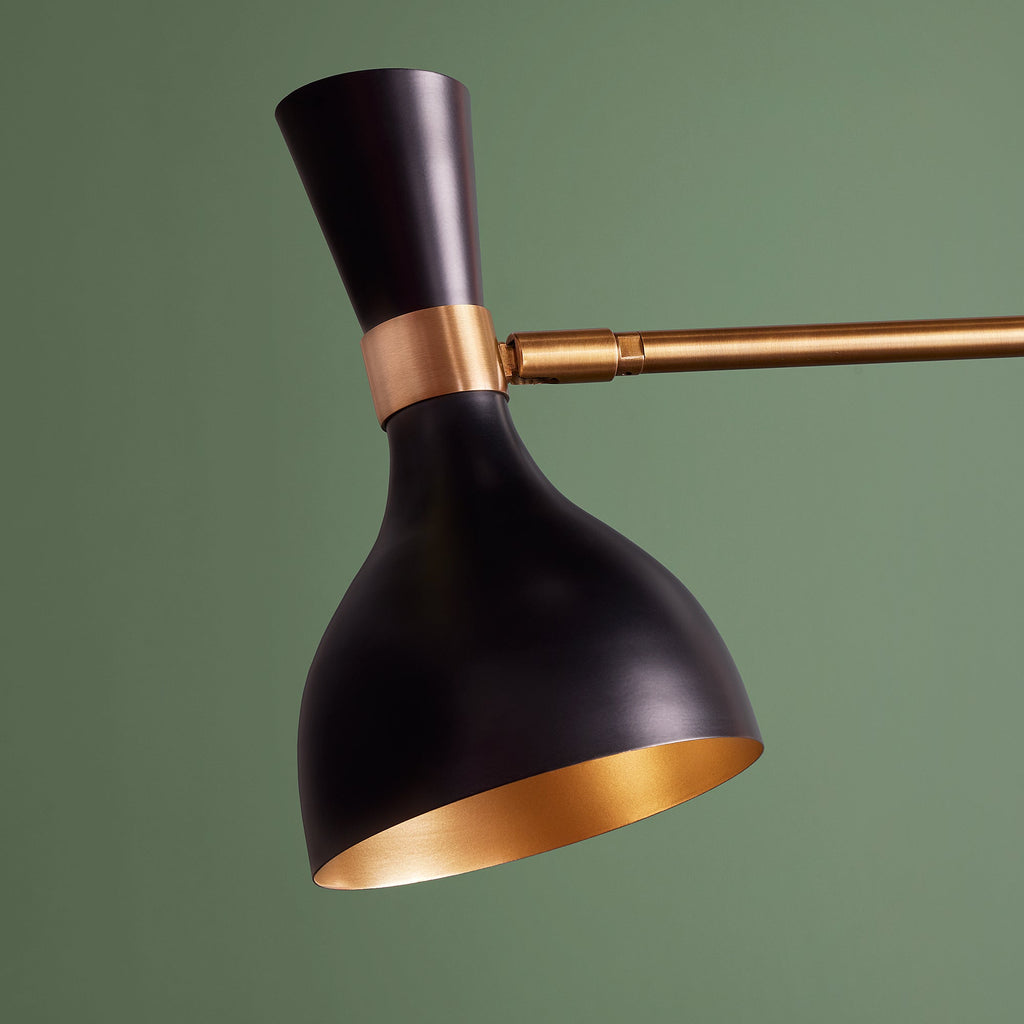 Ascot three armed chandelier in black