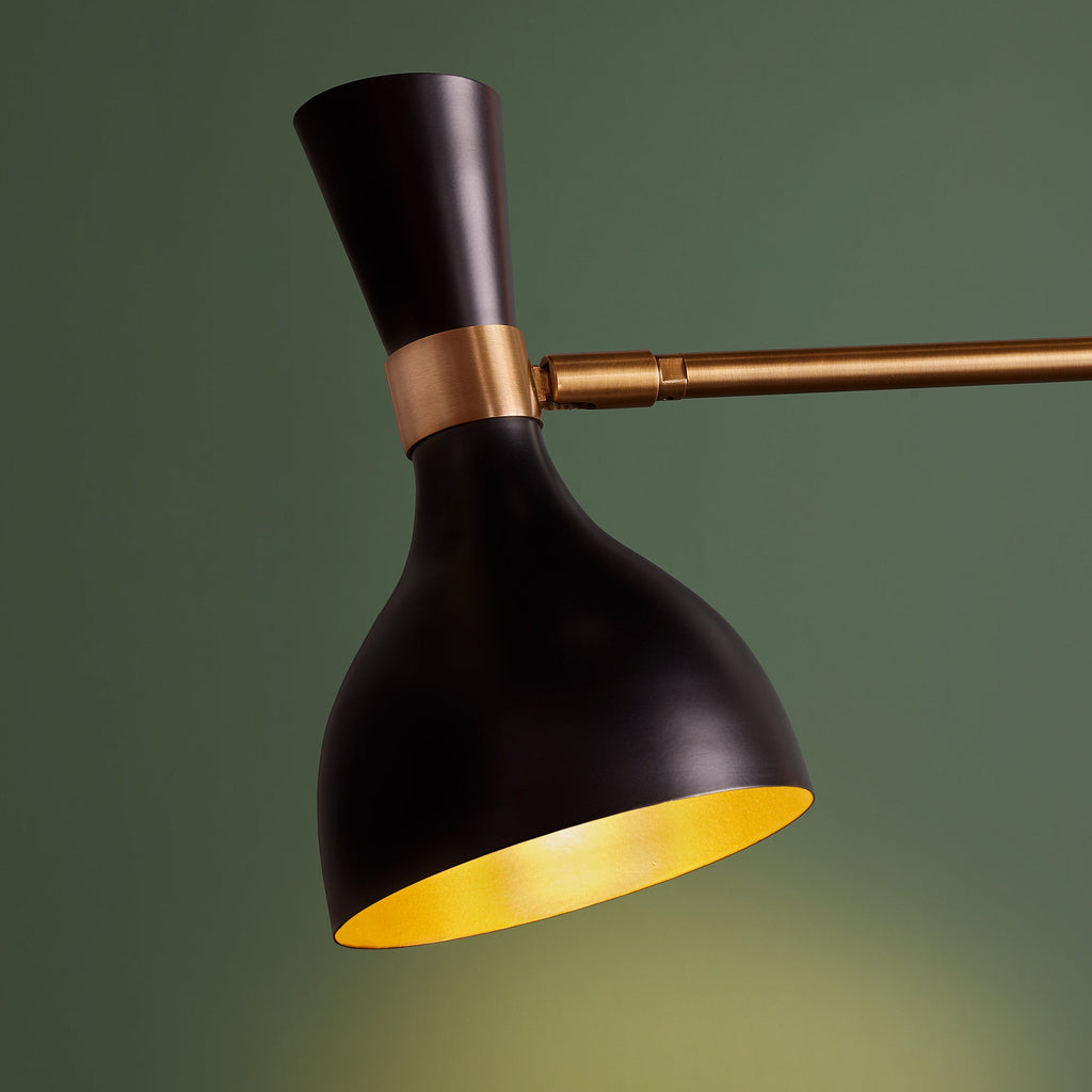 Ascot three armed chandelier in black