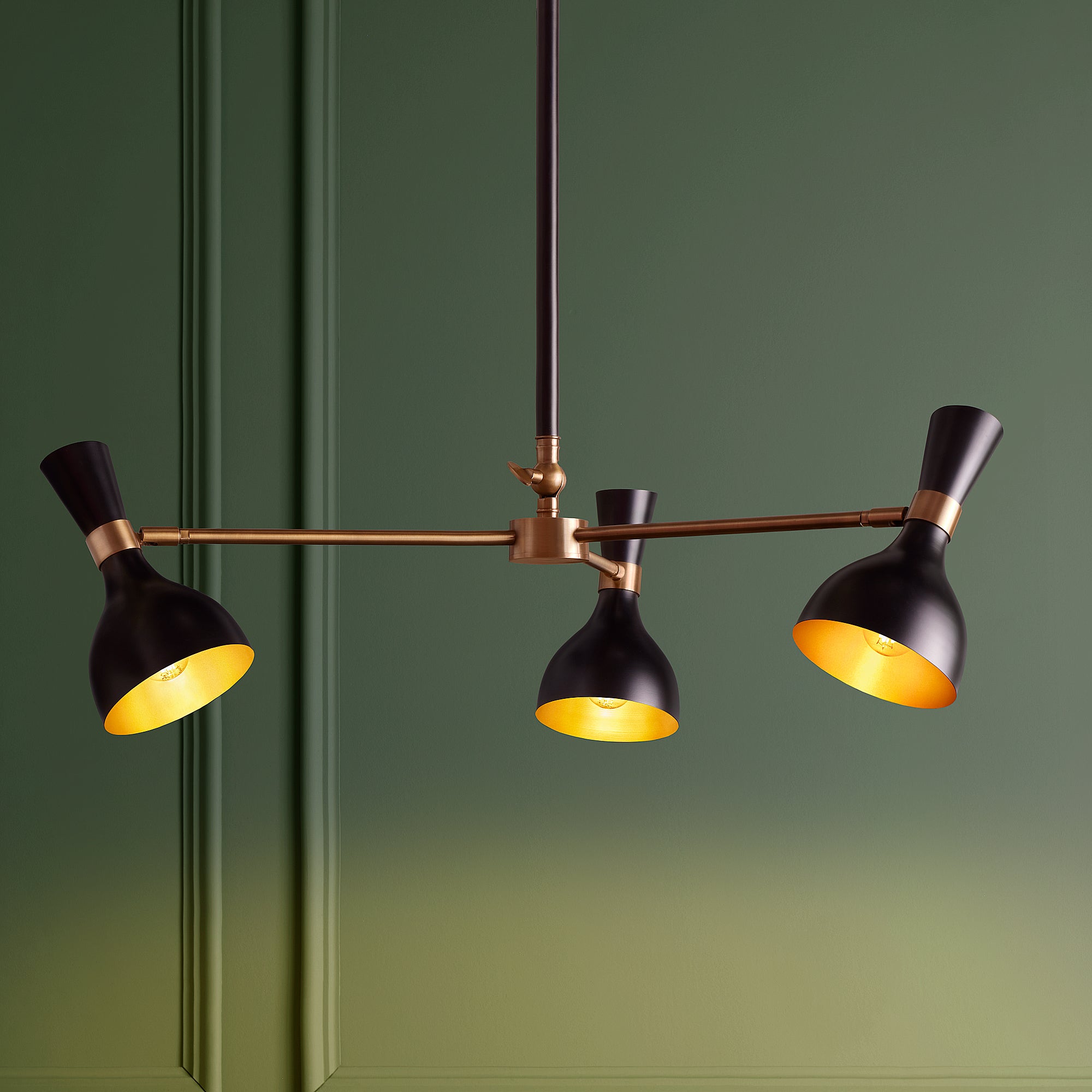 Ascot three armed chandelier in black