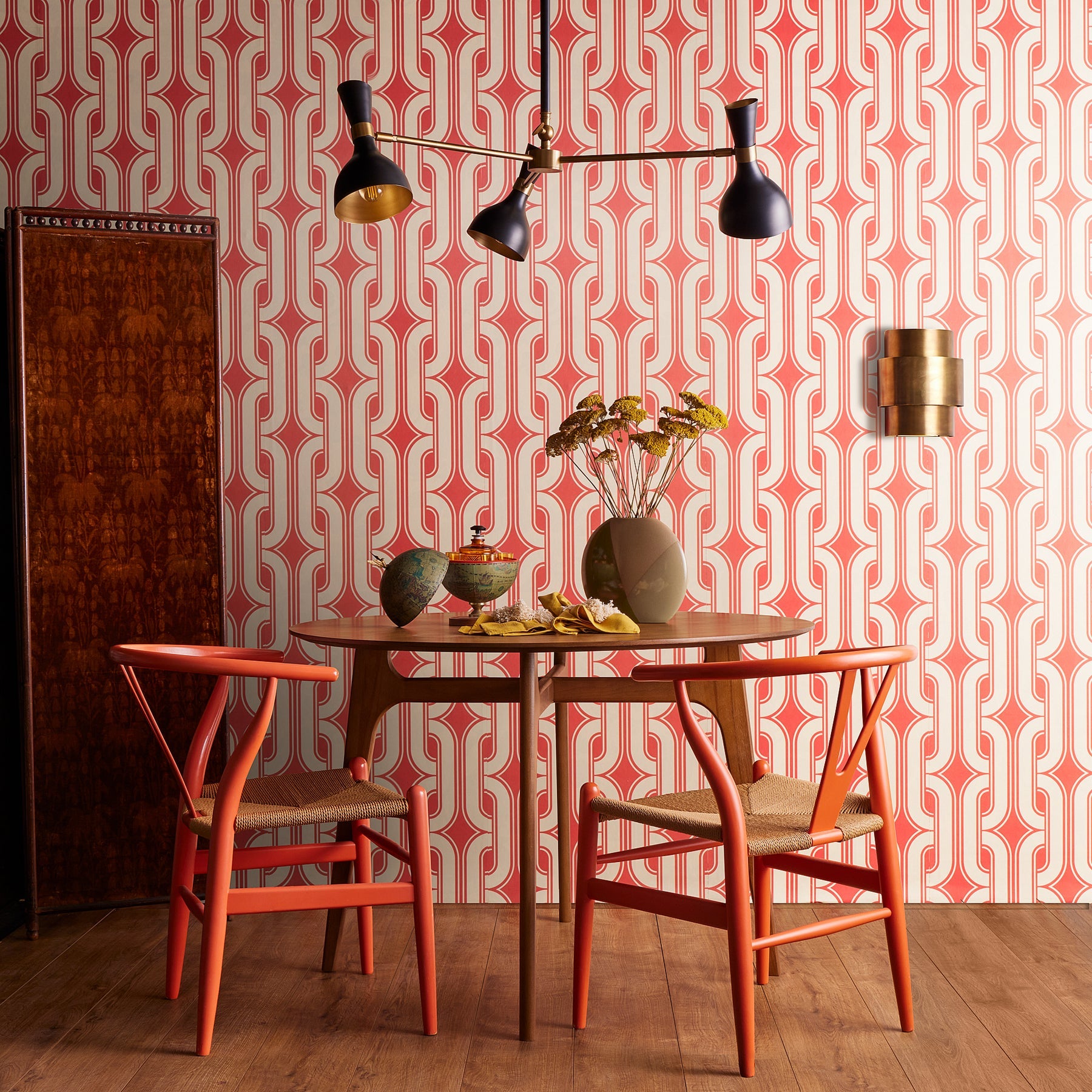 Ascot three armed chandelier in black