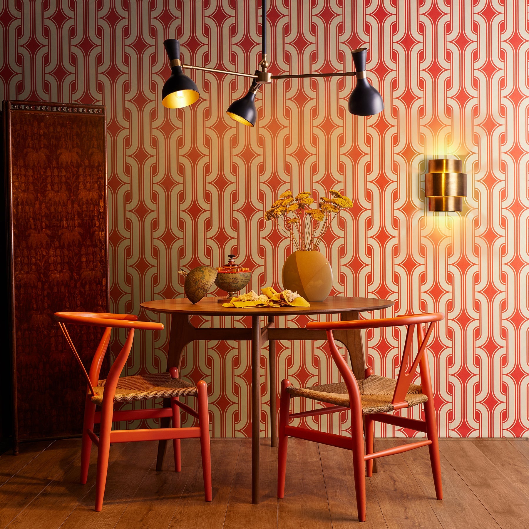 Ascot three armed chandelier in black