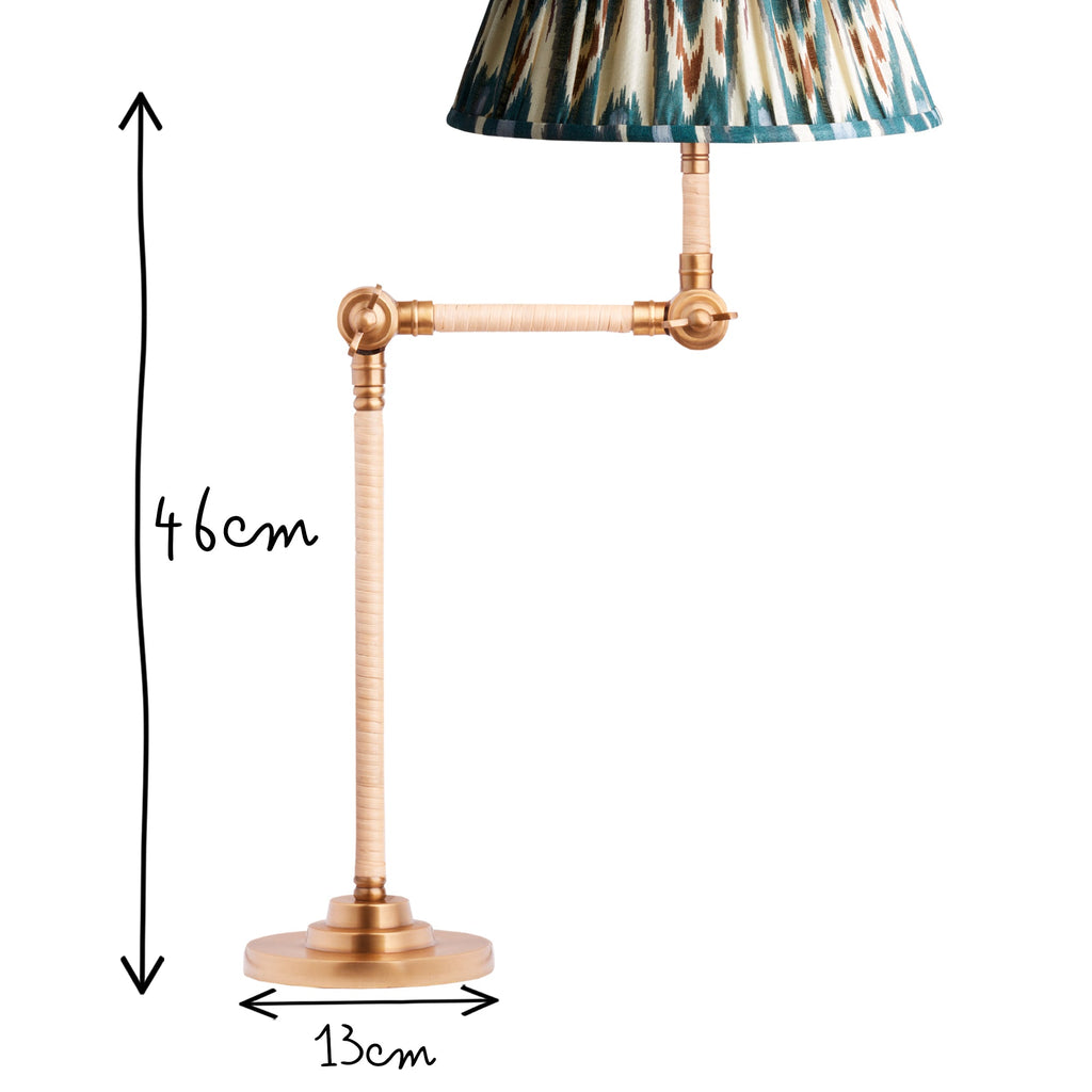 Abel table lamp in brass and natural rattan