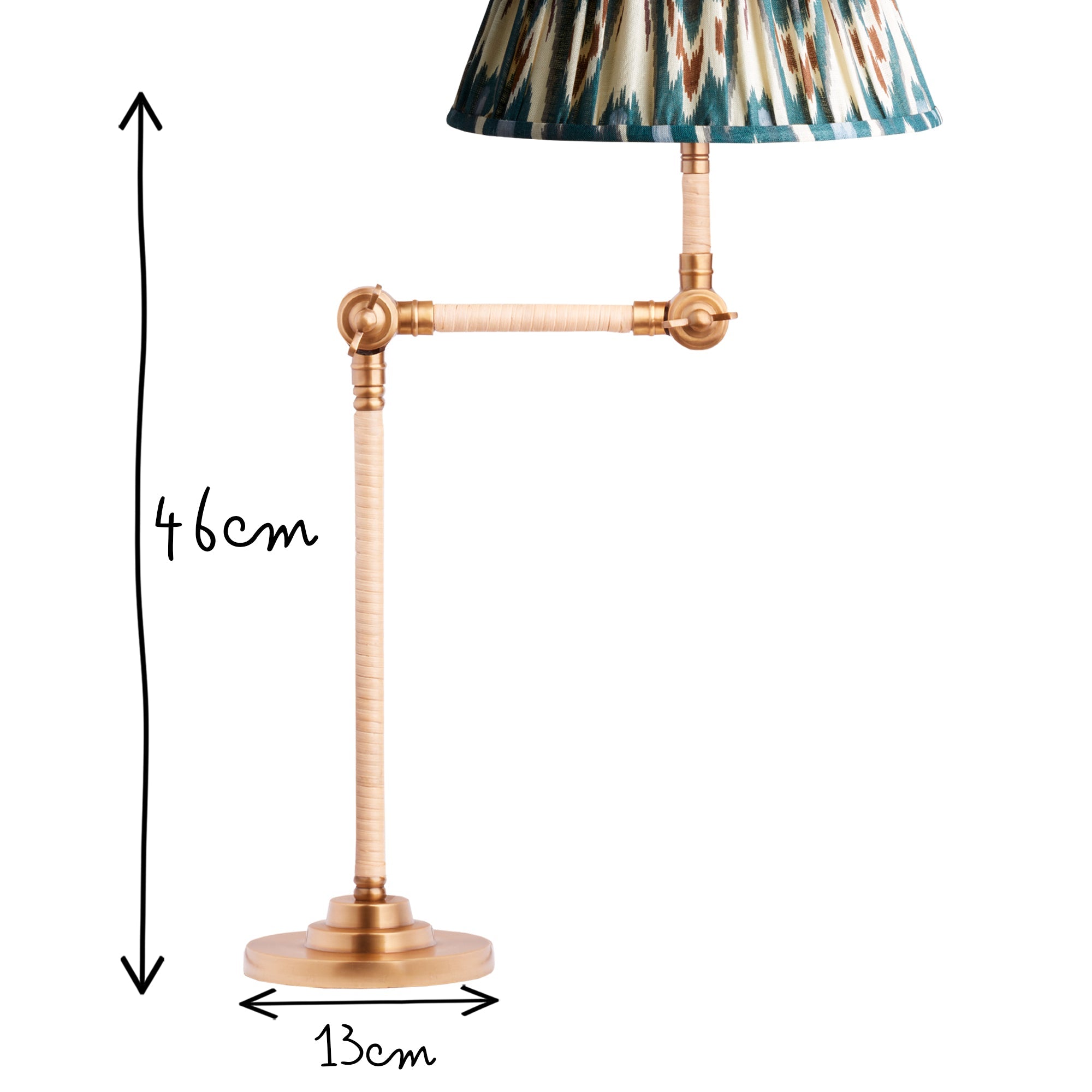 Abel table lamp in brass and natural rattan