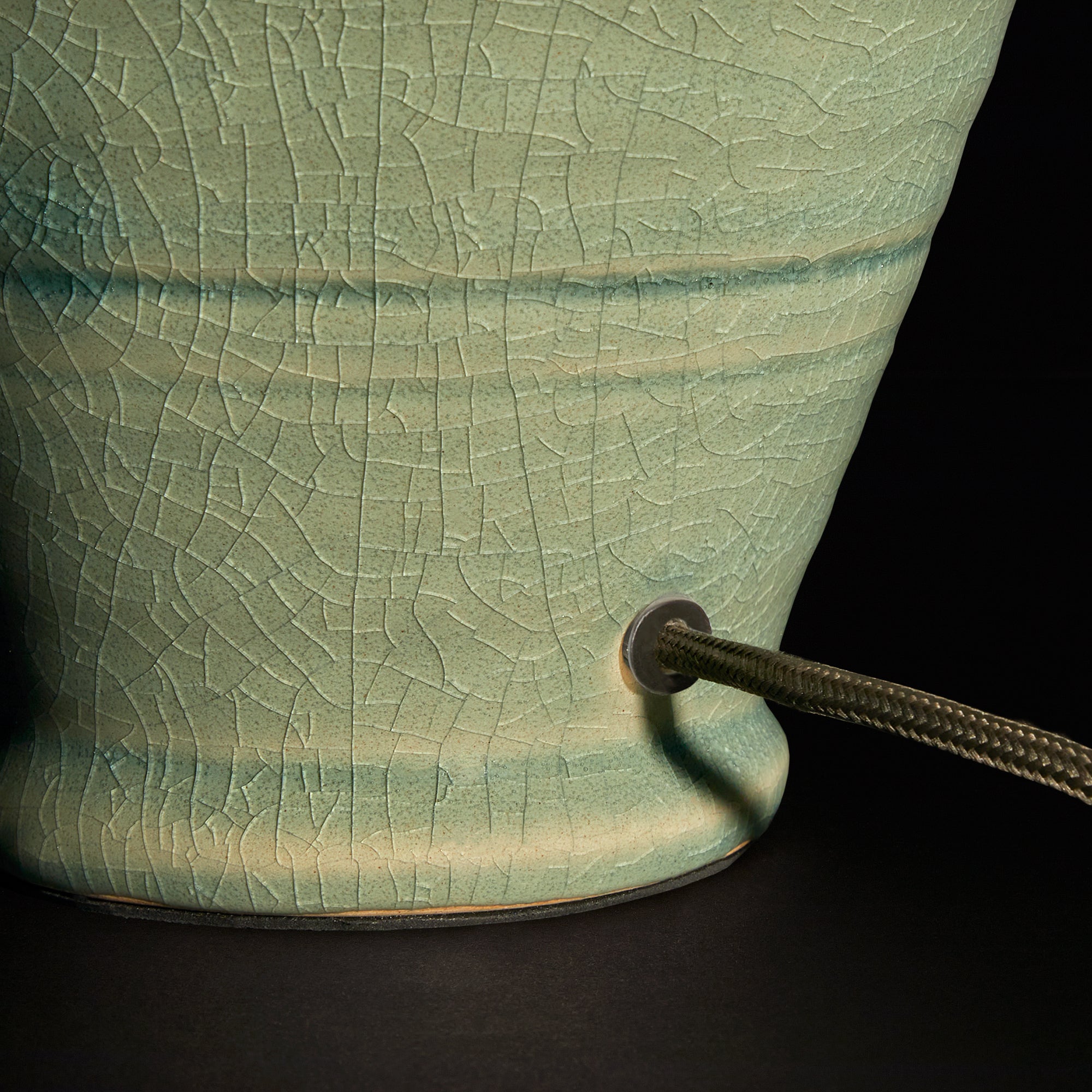 Ampulla table lamp in dark celadon