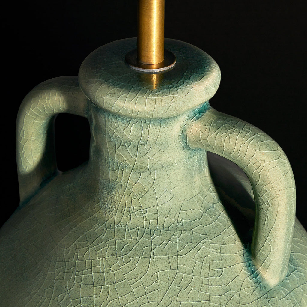 Ampulla table lamp in dark celadon