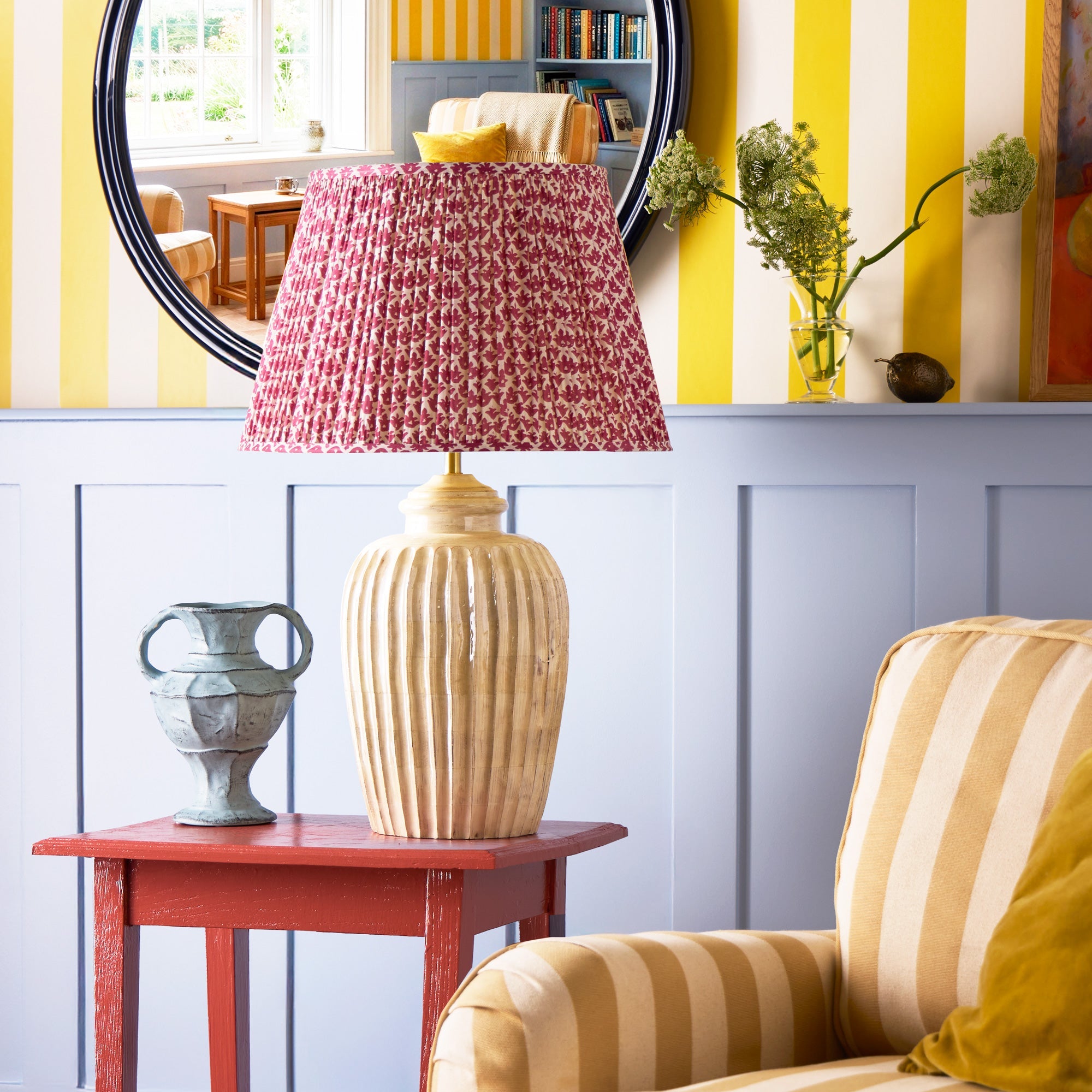 Larger Marcie table lamp in natural whitewash