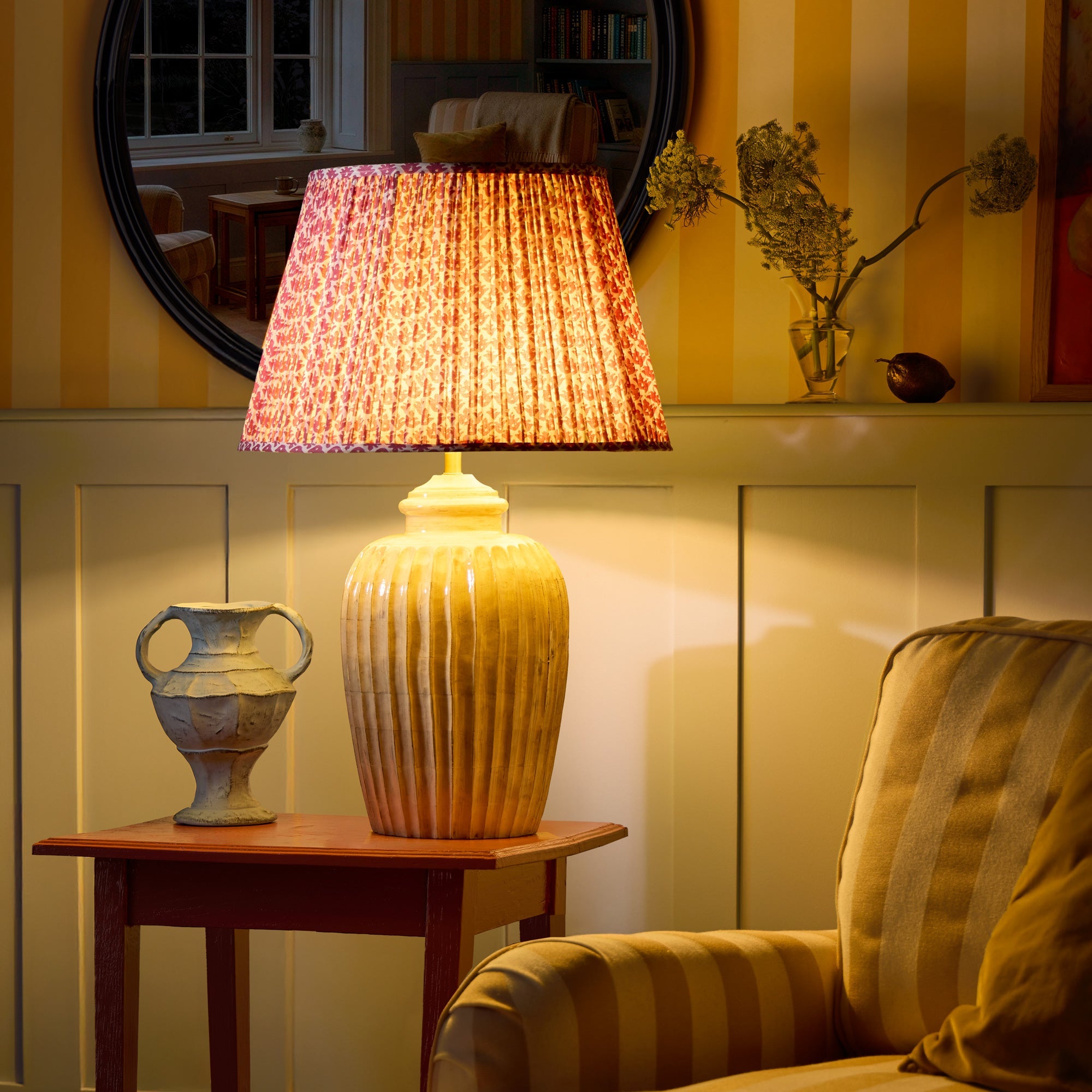 Larger Marcie table lamp in natural whitewash