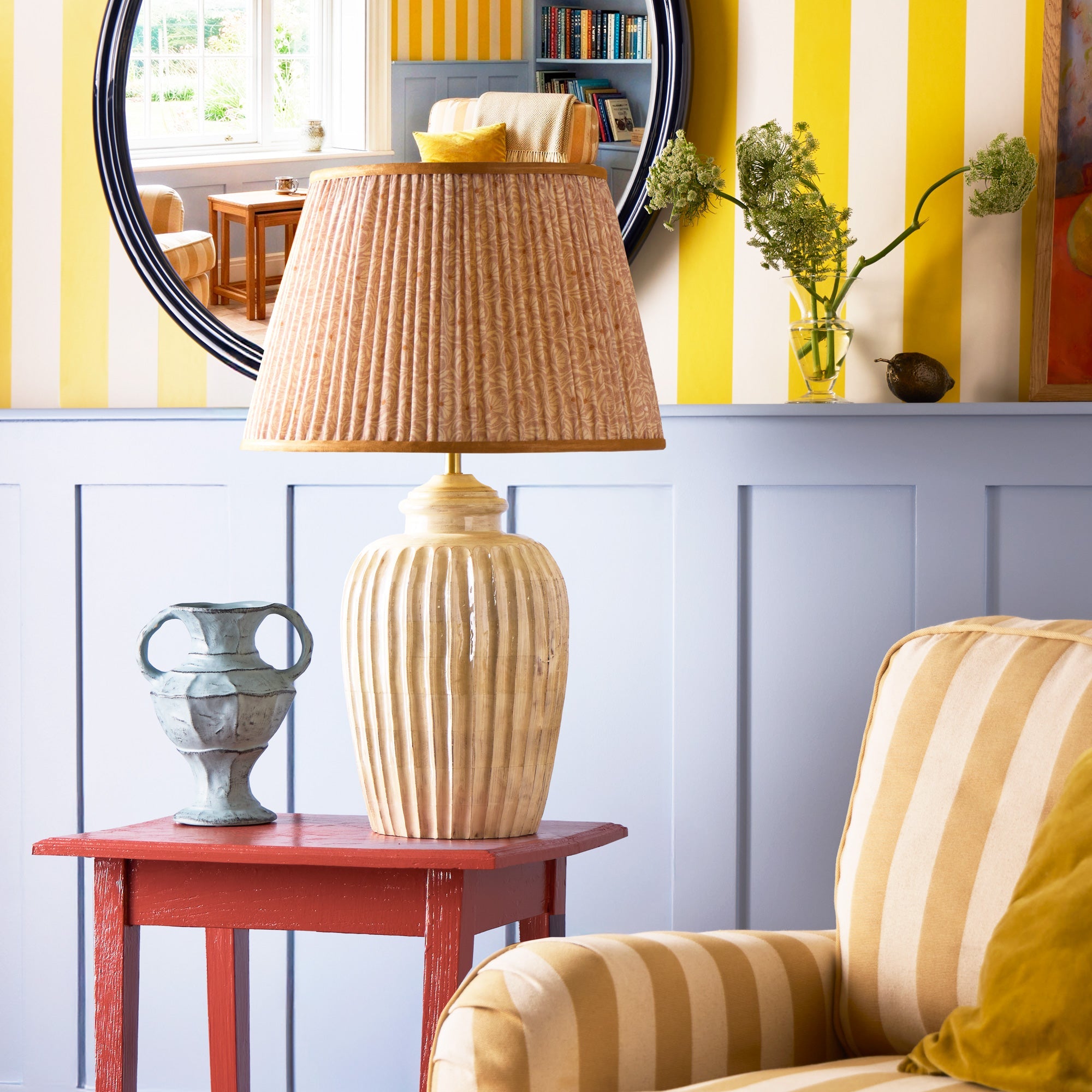 Larger Marcie table lamp in natural whitewash