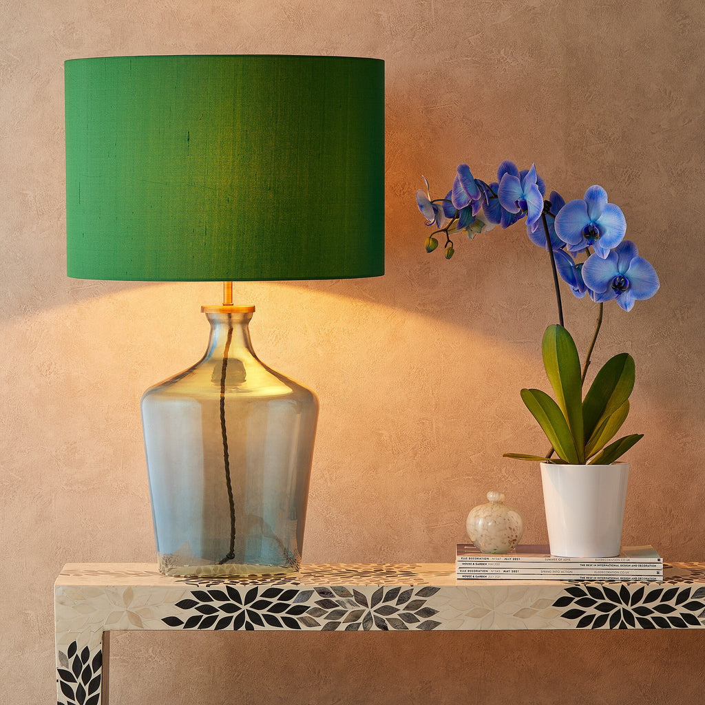 Arnie table lamp in blue glass